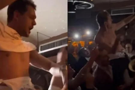 ВИДЕО | Ги бакнуваше музичарите, му ја искина кошулата, пееше… Погледнете како Милош Биковиќ цела ноќ го славеше раѓањето на синот!