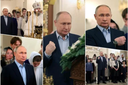ПУТИН НА БОЖИЌНА ЛИТУРГИЈА СО СЕМЕЈСТВА НА ВОЈНИЦИТЕ КОИ ЗАГИНАА ВО УКРАИНА: Рускиот претседател овојпат не побара прекин на огнот