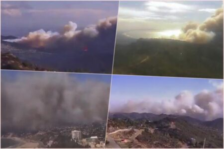 Морничаво видео од пожарот во Лос Анџелес! Црниот облак покри сè, огнот носеше сè пред себе (фото/видео)