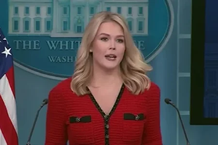 Фустанот на портпаролката на Трамп предизвикува хаос на социјалните мрежи поради трговската војна меѓу САД и Кина (фото)